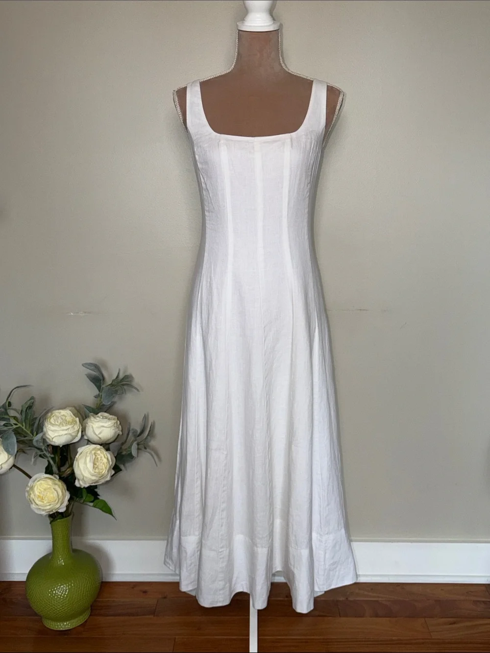 Lilly Pulitzer White Sleeveless Square-Neck Midi Dress